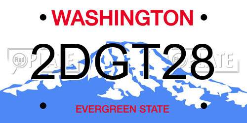 2DGT28 Washington License Plate