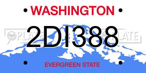 2DI388 Washington License Plate