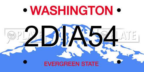 2DIA54 Washington License Plate