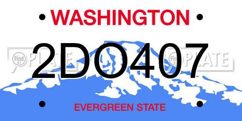 2DO407 Washington License Plate