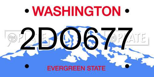2DO677 Washington License Plate