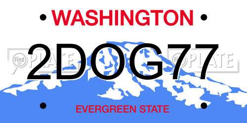 2DOG77 Washington License Plate