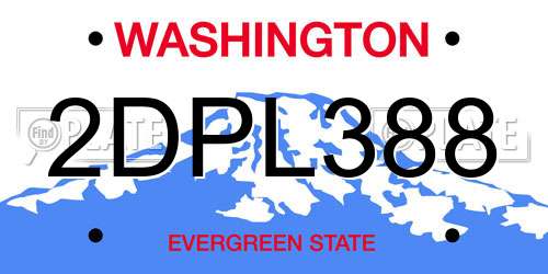 2DPL388 Washington License Plate