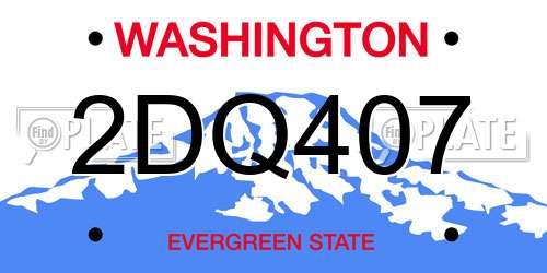 2DQ407 Washington License Plate