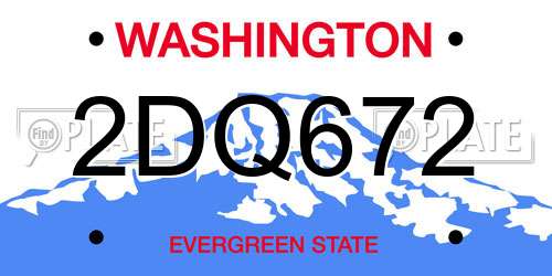2DQ672 Washington License Plate
