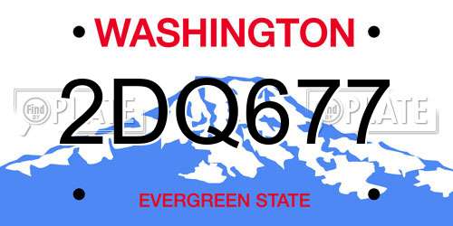 2DQ677 Washington License Plate