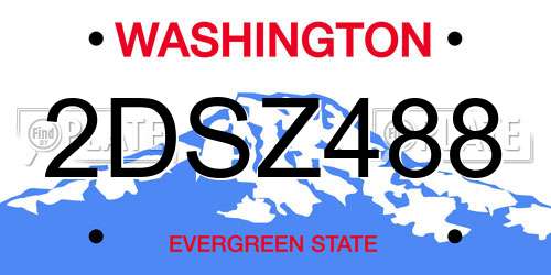 2DSZ488 Washington License Plate