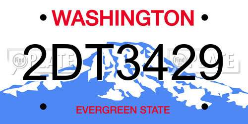 2DT3429 Washington License Plate