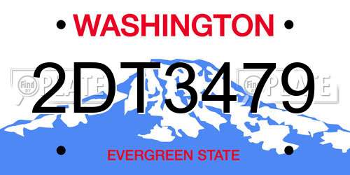 2DT3479 Washington License Plate