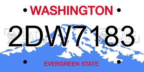 2DW7183 Washington License Plate