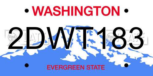 2DWT183 Washington License Plate