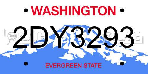 2DY3293 Washington License Plate