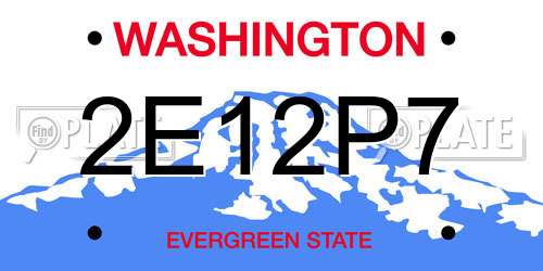 2E12P7 Washington License Plate