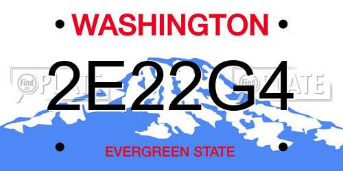 2E22G4 Washington License Plate