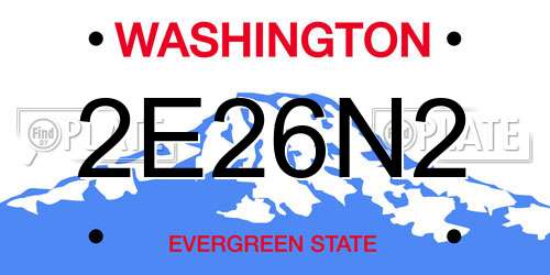 2E26N2 Washington License Plate