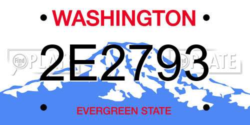 2E2793 Washington License Plate