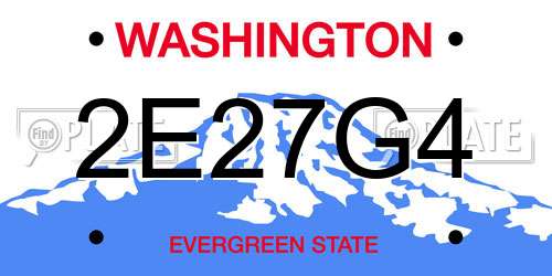 2E27G4 Washington License Plate
