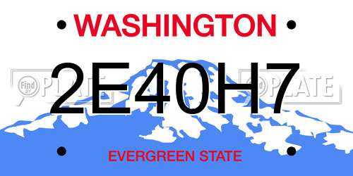 2E40H7 Washington License Plate
