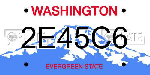 2E45C6 Washington License Plate