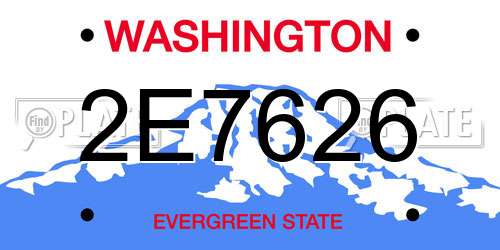 2E7626 Washington License Plate