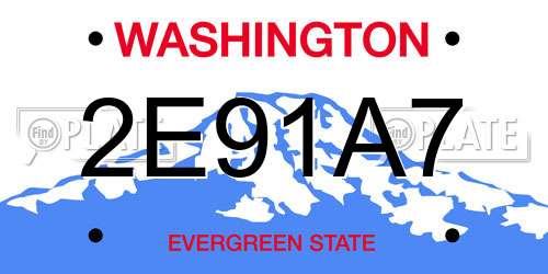 2E91A7 Washington License Plate