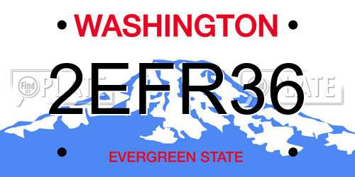 2EFR36 Washington License Plate