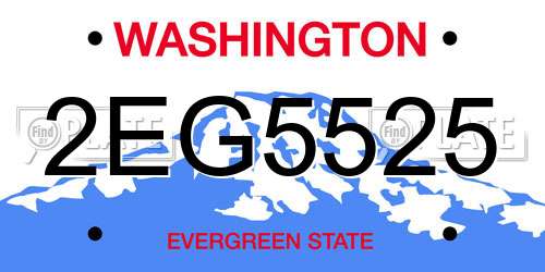 2EG5525 Washington License Plate