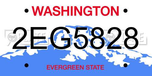 2EG5828 Washington License Plate