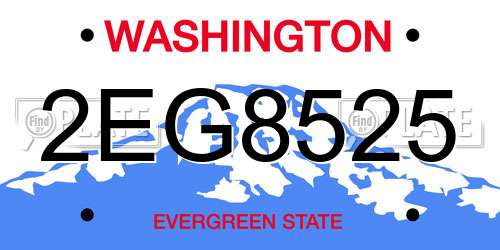 2EG8525 Washington License Plate