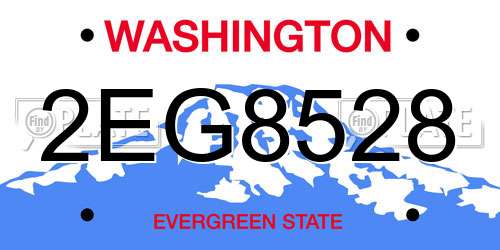 2EG8528 Washington License Plate