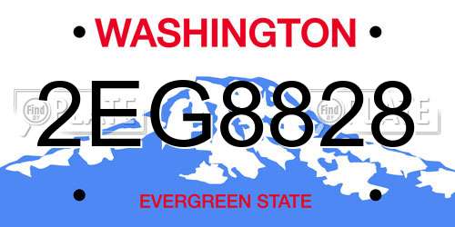 2EG8828 Washington License Plate