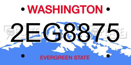 2EG8875 Washington License Plate