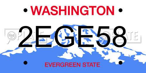 2EGE58 Washington License Plate