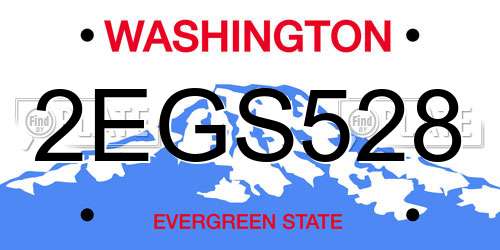 2EGS528 Washington License Plate
