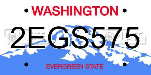 2EGS575 Washington License Plate