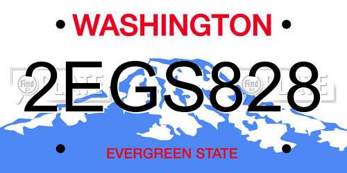 2EGS828 Washington License Plate