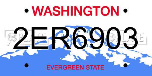 2ER6903 Washington License Plate