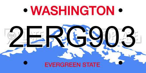 2ERG903 Washington License Plate