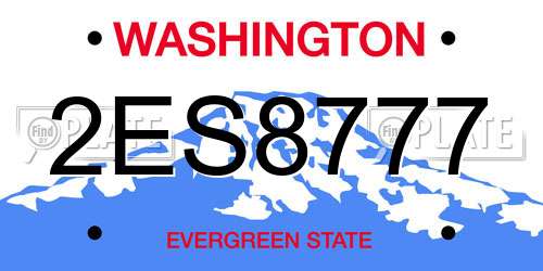 2ES8777 Washington License Plate
