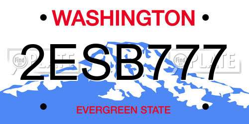 2ESB777 Washington License Plate