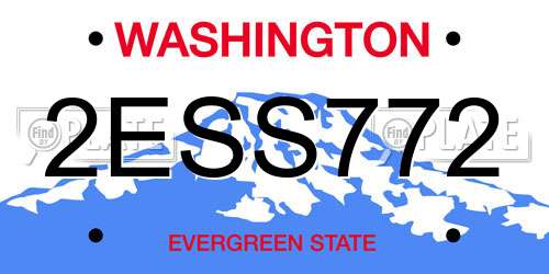 2ESS772 Washington License Plate