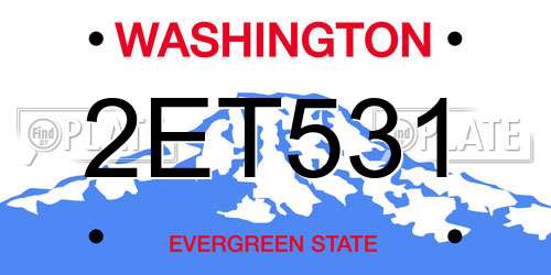 2ET531 Washington License Plate