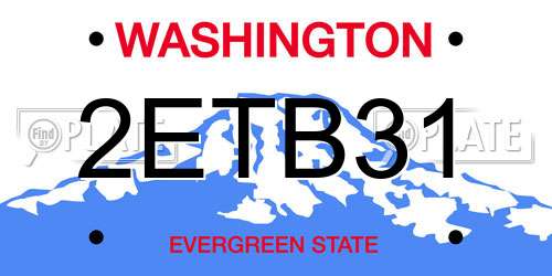 2ETB31 Washington License Plate