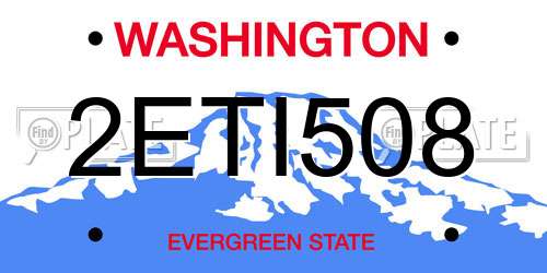 2ETI508 Washington License Plate