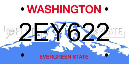 2EY622 Washington License Plate