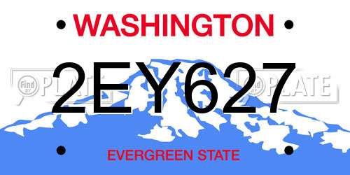 2EY627 Washington License Plate