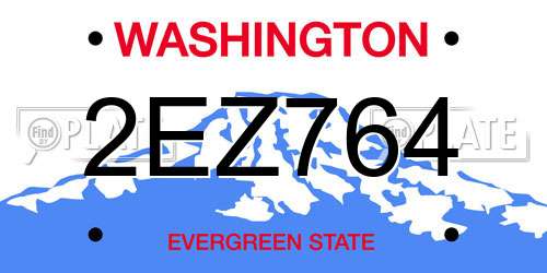 2EZ764 Washington License Plate