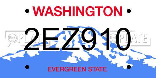 2EZ910 Washington License Plate