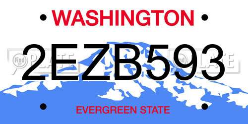 2EZB593 Washington License Plate