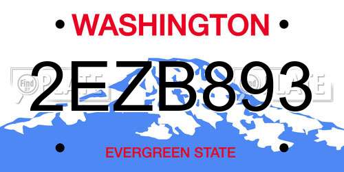 2EZB893 Washington License Plate
